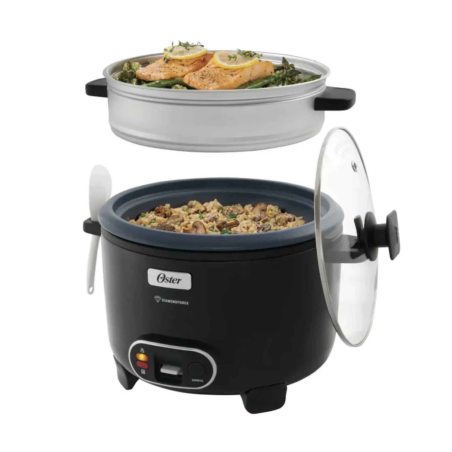 Olla Arrocera Oster Negro DiamondForce 15 Tazas CKSTRC15DFBLK